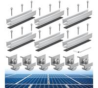 Anbte Kit de Fixation en Aluminium pour Panneaux Solaires | 6 Rails Courts de 200mm, 6 Pinces d'Extrémité en Z, pour 30/35mm Solaires Panneaux Montés sur le Toit Plat, Argent