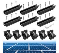Anbte Kit de Fixation en Aluminium pour Panneaux Solaires Photovoltaïques | 6 Rails Courts de 200mm, 6 Pinces d'Extrémité en Z, pour 30/35mm Solaires Panneaux Montés sur le Toit Plat, Noir