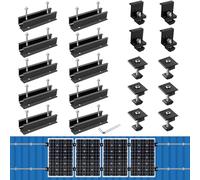 Anbte Kit de Fixation pour Panneaux Solaires , 10 Rails Courts en Aluminium de 120 mm, 6 Pinces Centrales 40 mm, 4 Pinces d’Extrémité 40 mm et 1 e Montage, pour 4 Panneaux Solaires (Noir).