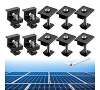 Anbte Lot de 10 Supports de Module Solaire Pinces pour 30/35MM 4Pcs Module Solaire Support en Z et 6Pcs Support en Forme de T Clip Central pour Camping-car, Toits