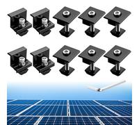 Anbte Lot de 10 Supports de Solaire Pinces pour 30mm Panneaux Solaires | 4PCS Module Solaire Support en Z, 6PCS Support en Forme de T Clip Central, Alliage Aluminium, pour Camping-car, Toits