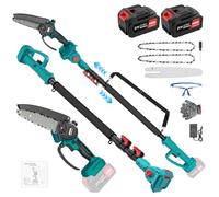 Anbull 2-en-1 Élagueuse sur Perche Électrique 6" - Portée 4,8 m | Mini-Tronçonneuse Électrique , Moteur Brushless, 2 Batteries 4000mAh, Compatible Makita 18V, Pour Jardin et Élagage
