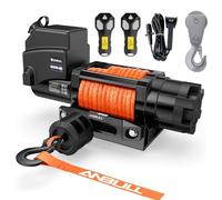 Anbull Treuil électrique 12V 6 000 LBS / 2722 Kg, Aucun câblage requis, IP68 étanche, Corde Synthétique 6.3mm*16.8m, Compatible pour 4X4, Quad, Remorque pour Bateau, Electric Winch 12V (Orange)
