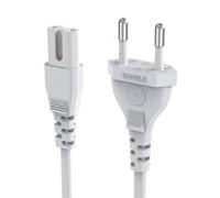 Ancable 2M Câble d'alimentation Euro - C7 pour TV et consoles, certifié VDE, fiche de secteur vers prise Euro 8 compatible avec PS4 PS5 Sony LG Philips Panasonic Blu-Ray Radio - Blanc
