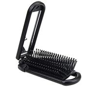 Ancable Brosse à Cheveux Pliable avec Miroir Compact Format de Poche pour Voyage Voiture Sac de Gym Porte-monnaie Noir