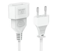 Ancable Câble d'extension plat 2 m, certifié VDE, fiche européenne type C vers prise européenne, pour TV, moniteur, appareils ménagers, blanc