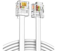 Ancable Câble téléphonique ADSL RJ11,Prise Téléphonique 6P4C Haut Débit Internet Haut Débit Mâle vers Mâle Routeur et Modem vers RJ11 Câble Plat pour téléphone Fixe Modem Blanc 20M