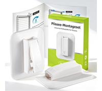 Ancable Lot de 4 plaques adhésives avec sabot de serrage pour store plissé - Montage sans perçage - Bandes adhésives haute résistance et anti-chute pour cadre de fenêtre en plastique, PVC, aluminium