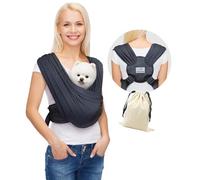 AnccoPlus Sac de transport pour chiens de petite taille, face à l'avant, mains libres, taille réglable, moins de douleurs dorsales, en coton, écharpe de portage pour chien (Standard, noir anthracite)
