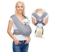 AnccoPlus Sac de transport pour chiens de petite taille, face à l'avant, mains libres, taille réglable, moins de douleurs dorsales, écharpe de portage pour chat, coton doux (Standard, gris chiné)