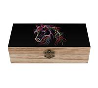 Anceky Boîte à bijoux en bois avec couvercle à charnière, motif silhouette de cheval, idéale pour ranger des bijoux, décoration d'intérieur, 20 x 10 x 5,8 cm