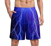 Anceky Boxer de Pyjama en Satin Bleu Orage pour Homme, sous-vêtement de détente Soyeux