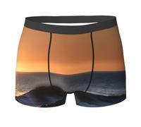 Anceky Boxer pour Homme imprimé « Derniers Rayons de Soleil sur Les Vagues de la mer », sous-vêtement Extensible et Respirant pour Un Usage Quotidien