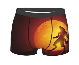 Anceky Boxer pour Homme, sous-vêtement, caleçon, Boxer, Loup-Garou Hurlant, Pleine Lune Rouge