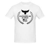 Anceky Charlie Kirk Forever in Our Hearts T-Shirt à Manches Courtes et col Rond « Forever in Our Hearts » de Charlie Kirk pour Homme, en Coton