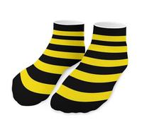 Anceky Chaussettes courtes à rayures jaunes et noires, imprimées, pour le sport, décontractées, pour femmes et hommes