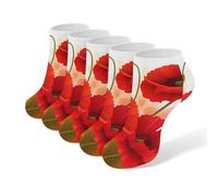 Anceky Chaussettes invisibles unisexes à pétales éclatants et à motifs de coquelicots