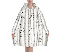 Anceky Couverture à capuche en peluche Birch Tree, vêtement d'intérieur confortable en flanelle anti-boulochage avec poche kangourou pour temps froid
