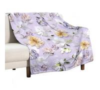 Anceky Couverture en Flanelle Douce, légère et Chaude, Motif Floral délicat, Violet, Toutes Saisons, pour lit, Chaise, Voiture, canapé, Chambre à Coucher, Voyage, Lavable en Machine, 76 x 101 cm