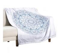 Anceky Couverture en Flanelle Douce, légère et Chaude, Motif Mandala Floral Bleu, Toutes Saisons, pour lit, Chaise, Voiture, canapé, Chambre à Coucher, Voyage, Lavable en Machine, 101 x 127 cm