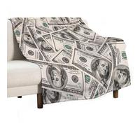 Anceky Couverture en Polaire légère avec Motif Billets de Cent Dollars américains, idéale pour Le canapé, Le lit, la Maison, Le Salon, 127 x 152 cm