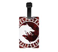 Anceky Étiquettes de bagages vintage Viking Wolf, étiquettes rectangulaires pour bagages de voyage avec sangle pour valises