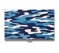 Anceky Étui pour Cartes de Visite en métal avec Boucle, imprimé Camouflage Bleu, Fin, pour Homme et Femme