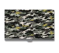 Anceky Étui pour Cartes de Visite en métal avec Boucle, Motif Camouflage Abstrait, Fin, pour Homme et Femme