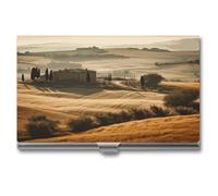 Anceky Étui pour Cartes de Visite en métal avec Boucle, Vue sur Un Paysage typique de Toscane, Porte-Cartes de Visite Fin imprimé, pour Hommes et Femmes