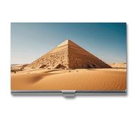 Anceky Étui pour Cartes de Visite en métal avec Fermeture à Boucle, Motif Pyramide égyptienne dans Le désert, Porte-Monnaie Fin, Porte-Cartes de Visite pour Hommes et Femmes.