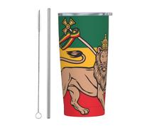 Anceky Gobelet isotherme en acier inoxydable avec motif drapeau jamaïcain, rasta, reggae, lion de Juda, bouteille d'eau de 59 cl, tasse à café avec couvercle et paille