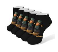 Anceky Lot de 5 paires de chaussettes basses invisibles pour homme et femme, motif pièce de monnaie, motif cannabis, Saint-Patrick