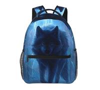 Anceky Loup marchant sous les rayons du tonnerre et de l'orage. Sac à dos de voyage, sac à dos pour ordinateur portable, sac à dos décontracté pour hommes et femmes.