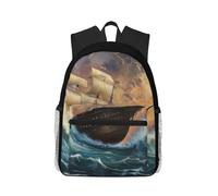 Anceky Mer déchaînée, voilier, coucher de soleil spectaculaire, vagues déferlantes, tableau classique. Sac à dos compact et décontracté, sac de voyage unisexe.