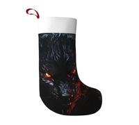 Anceky motif grand loup noir aux yeux rouges, chaussettes de Noël à suspendre pour cheminée, grandes chaussettes pour décoration de fête de Noël en famille, 1