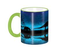 Anceky Mug à café Lune Dinosaure en céramique avec anse, tasse à thé, tasse à café, tasse à boire pour femmes et hommes