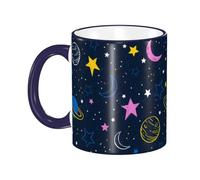 Anceky Mug à café Lune et Étoile en céramique avec anse, tasse à thé, tasse à café, tasse à boire pour femmes et hommes