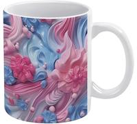 Anceky Mug en céramique 3D à motif floral, mug d'été 3D, mug floral 3D, idée e pour papa et maman, pour fille, fils, enfants, blanc, 325 ml