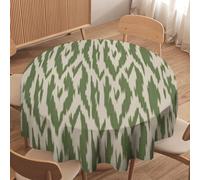 Anceky Nappe Ikat Terre Verte 60x60 Pouces pour Table Ronde, résistante aux Taches, pour café, Table Basse, Pique-Nique, terrasse, intérieur ou extérieur