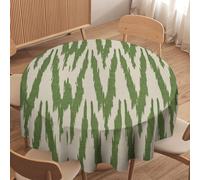 Anceky Nappe Ikat Terre Verte 70x70 Pouces pour Table Ronde, résistante aux Taches, pour café, Table Basse, Pique-Nique, terrasse, intérieur ou extérieur