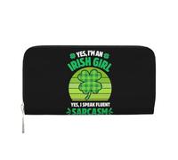 Anceky Oui, Je suis Une Fille Irlandaise, drôle de Saint-Patrick, Portefeuille en Cuir PU pour Femmes et Hommes, Portefeuille pour Cartes de crédit, Longue Pochette, Portefeuille à Fermeture éclair