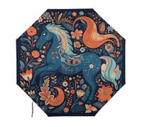 Anceky Parapluie compact imperméable Playful Pony, ouverture et fermeture automatiques en un clic, portable. Ce parapluie de voyage peut être rangé dans une mallette, un sac à dos ou une valise.