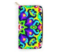 Anceky Pochette/Porte-Monnaie en Cuir pour Femme, Motif tie-Dye Aquarelle kaléidoscope Classique, Poches Multiples réutilisables, Format Pratique pour Les Voyages, Le Travail et Le Quotidien.