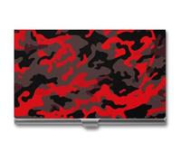 Anceky Porte-Cartes de Visite Camouflage Rouge, Fin, Multi-Portefeuille, pour Cartes de crédit et d'identité, pour Hommes et Femmes