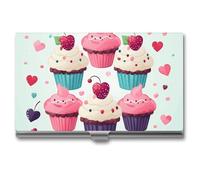 Anceky Porte-Cartes de Visite Cupcake Candy Hearts, Pochette pour Cartes de Visite, pour Femme ou Homme