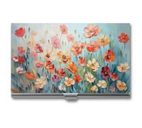 Anceky Porte-Cartes de Visite Mince et coloré, Motif Marguerite et Coquelicot, pour Hommes et Femmes