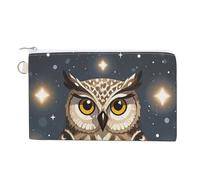 Anceky Porte-Monnaie en Toile Motif Hibou de Dessin animé, Joli Porte-Monnaie, Petit Sac de Rangement avec Fermeture éclair