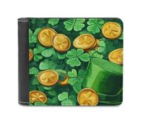 Anceky Portefeuille à Deux Volets en Cuir PU Souple avec Chapeau de Lutin et Boucle dorée, Porte-Monnaie, Carte de crédit, Porte-Cartes résistant et Fin pour Homme et Femme