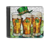 Anceky Portefeuille à Deux Volets en Cuir PU Souple, Motif Pochoir de la Saint-Patrick, Motif trèfle de Lutin, Porte-Monnaie, Porte-Cartes, Porte-Billets Fin et Durable, pour Homme et Femme