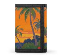 Anceky Portefeuille à Trois Volets avec 8 emplacements pour Cartes et Pince à Billets - Gauguin Tropical Sunset, Portefeuille Fin et Compact pour Hommes et Femmes